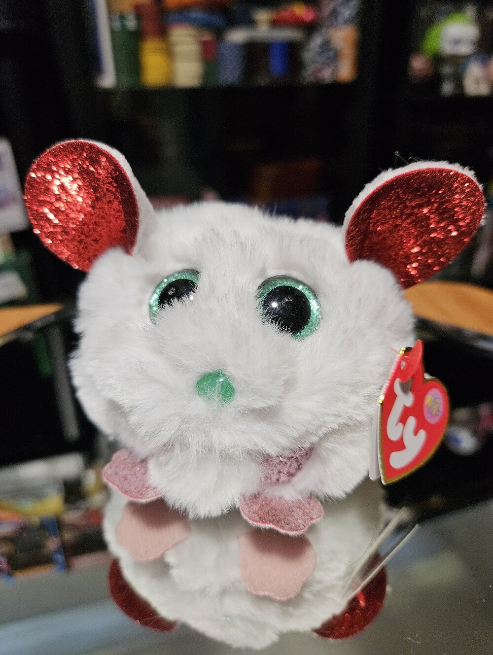TY Puffies - BRIE the Cute Christmas Mouse 4 inch - MWMTs Stuffed Animal Toy